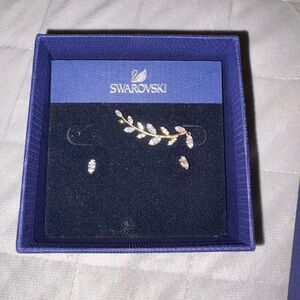 Swarovski Gold Leaf Earrings with Silver Crystals